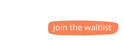 An orange button with white text that says Join the waitlist. A white curved arrow points toward the button from the left. The background is light grey.